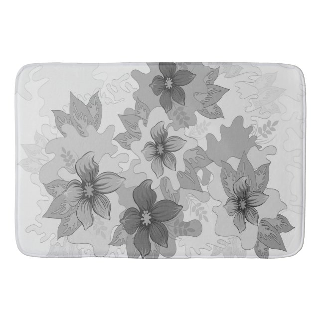 Alfombrilla De Baño Flores de hues grises monocromas (Anverso)