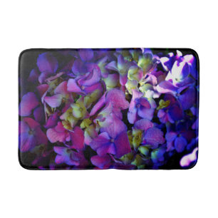 Alfombrilla De Baño Flores de Hydrangeas azul morado