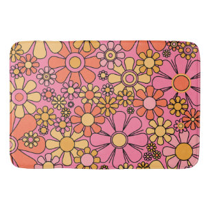 Alfombrilla De Baño Flores de jardín retro Groovy Pink 6007 Floral