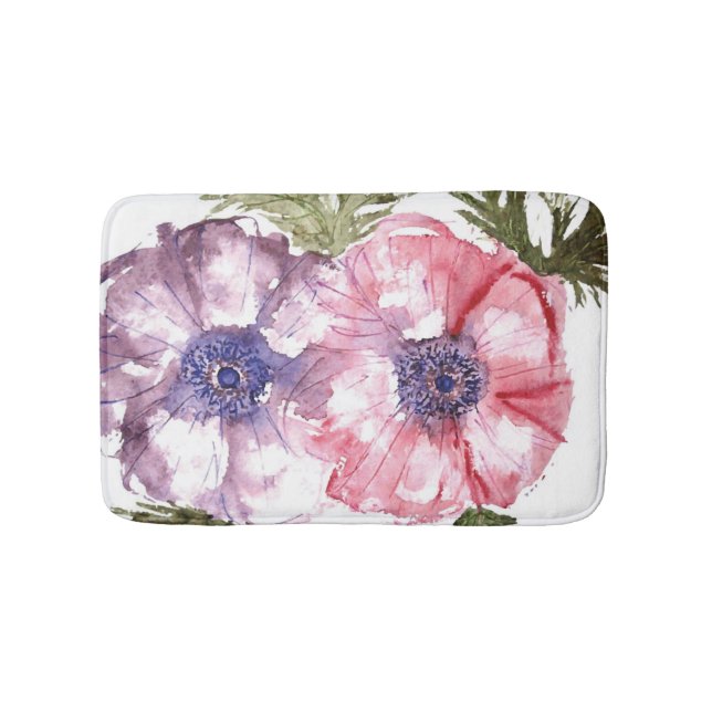 Alfombrilla De Baño Flores de la acuarela (Anverso)