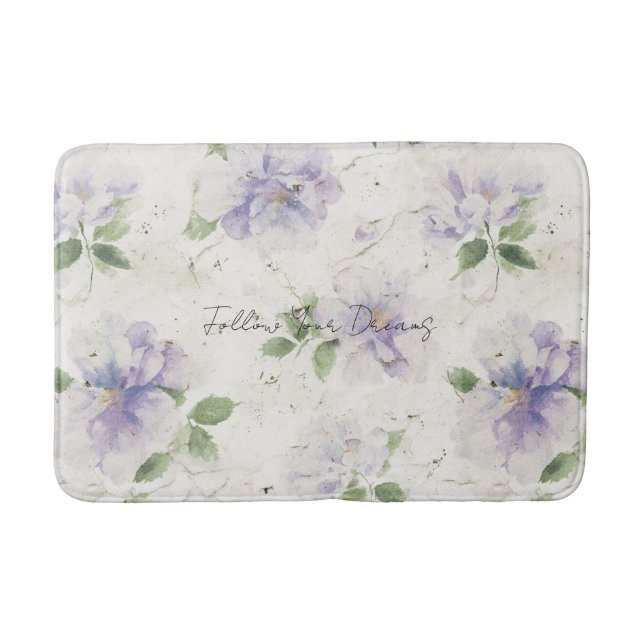Alfombrilla De Baño Flores de lavanda morada bonitas (Anverso)