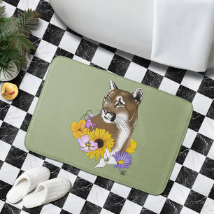 Alfombrilla De Baño Flores de león de la montaña Cougar Puma
