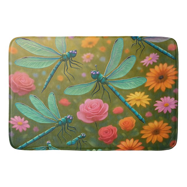 Alfombrilla De Baño Flores de libélula (Anverso)