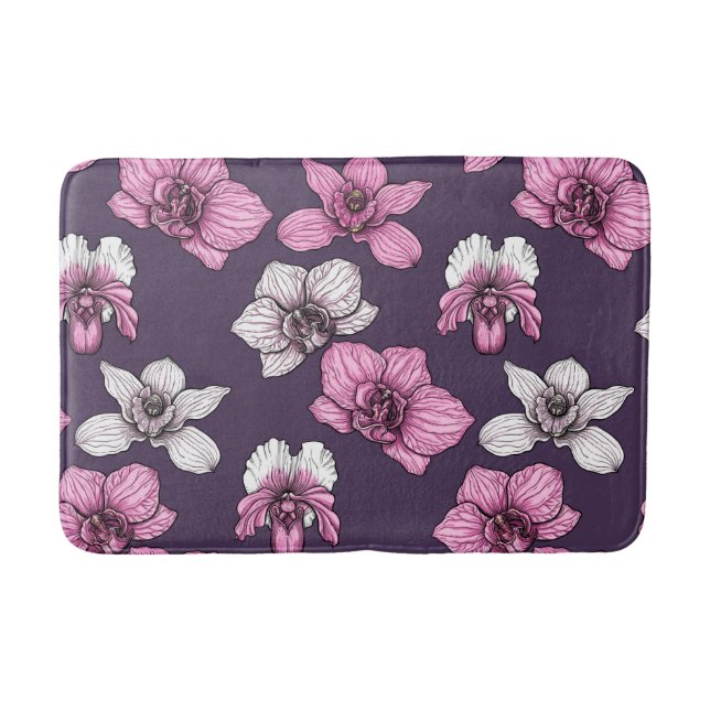 Alfombrilla De Baño Flores de orquídea rosa (Anverso)
