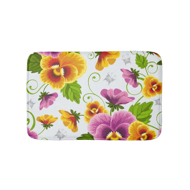 Alfombrilla De Baño Flores de pansy vívidas (Anverso)