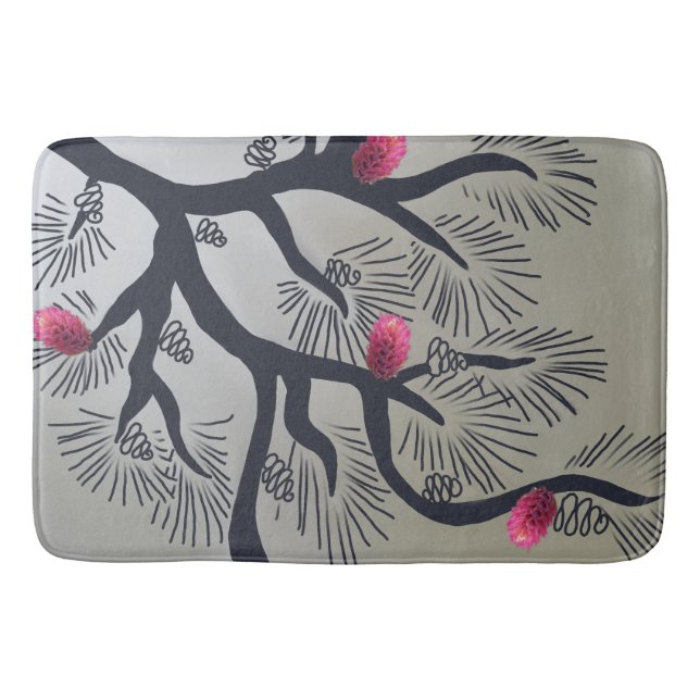 Alfombrilla De Baño Flores de pino rosado y pino estilizado (Anverso)