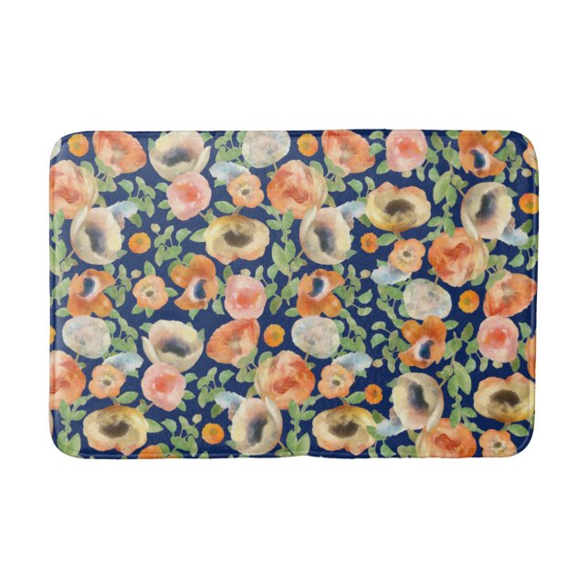 Alfombrilla De Baño Flores de primavera naranja (Anverso)