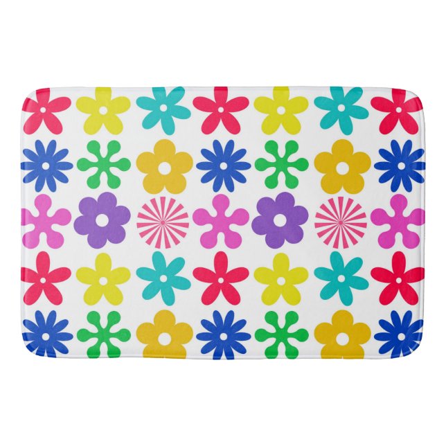 ALFOMBRILLA DE BAÑO FLORES DE RETRO DE GROOVY (Anverso)