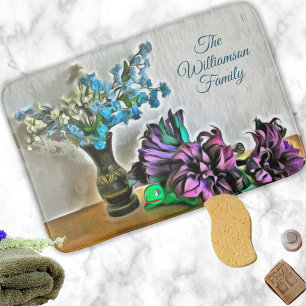 Alfombrilla De Baño Flores de seda y de maíz familiares 2190
