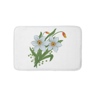 Alfombrilla De Baño Flores de tulipanes y daffodils