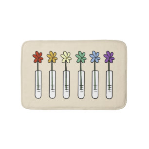 Alfombrilla De Baño Flores del arco iris con el cubilete de la ciencia
