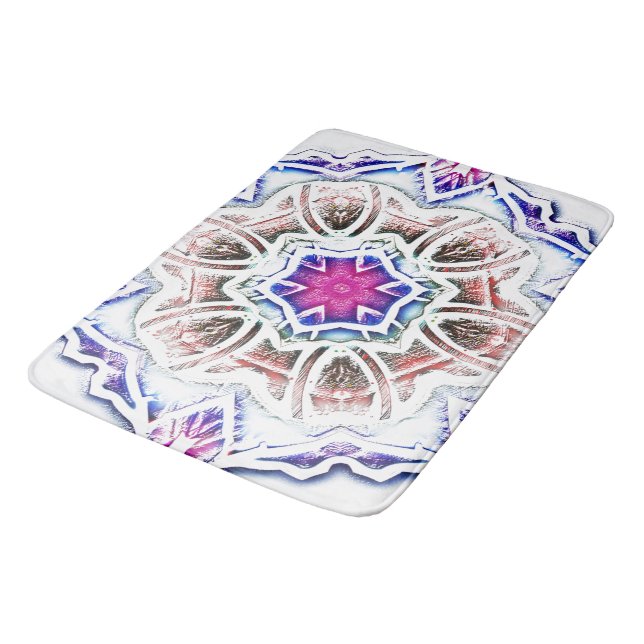 Alfombrilla De Baño Flores en textura de yeso, sombra suave sobre blan (Angular)