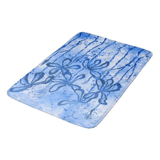 Alfombrilla De Baño Flores entrelazadas cielo azul (Angular)