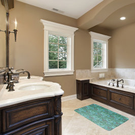 Alfombrilla De Baño Flores florales amarillas vintage Blue Pink Green