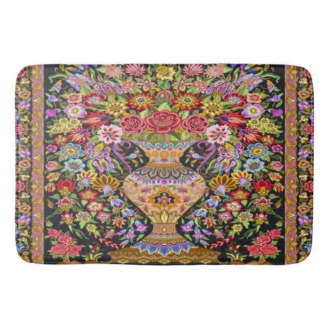 Alfombrilla De Baño Flores florales turcas de origen persa a mediados  (Anverso)