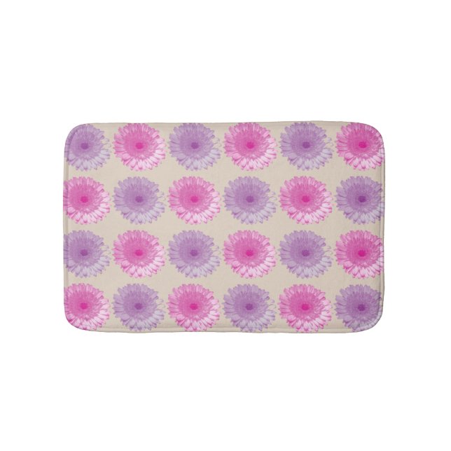 Alfombrilla De Baño Flores germinales rosas y moradas (Anverso)