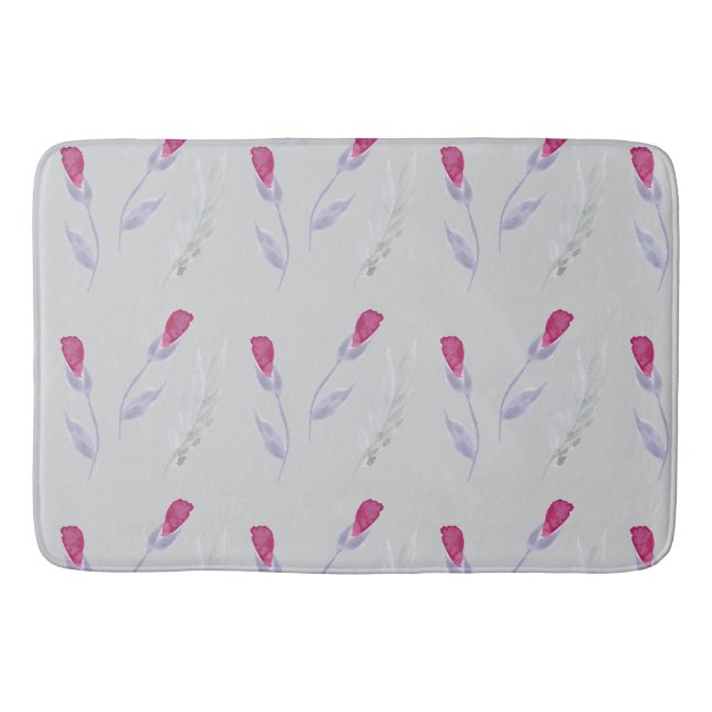 Alfombrilla De Baño Flores grises rosadas   (Anverso)