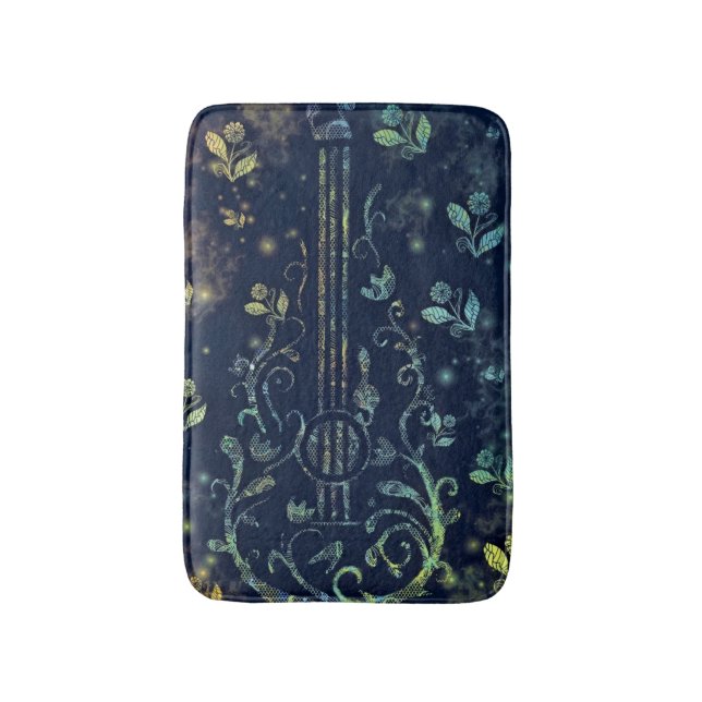 Alfombrilla De Baño Flores Guitar Bath Mat Diseño Moderno (Frente vertical)