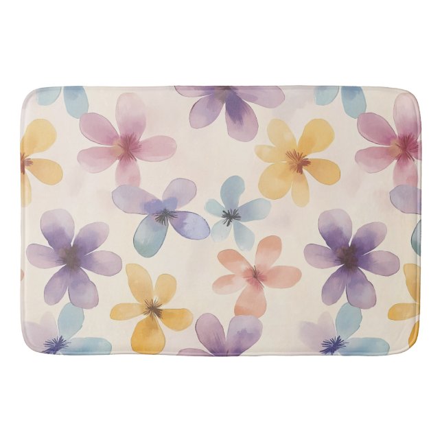 Alfombrilla De Baño Flores Hippie Retro Floral Pastel (Anverso)