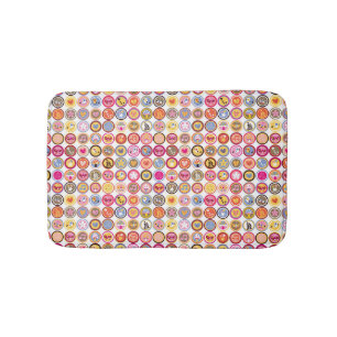 Alfombrilla De Baño flores lindas, pájaros, modelo de los corazones