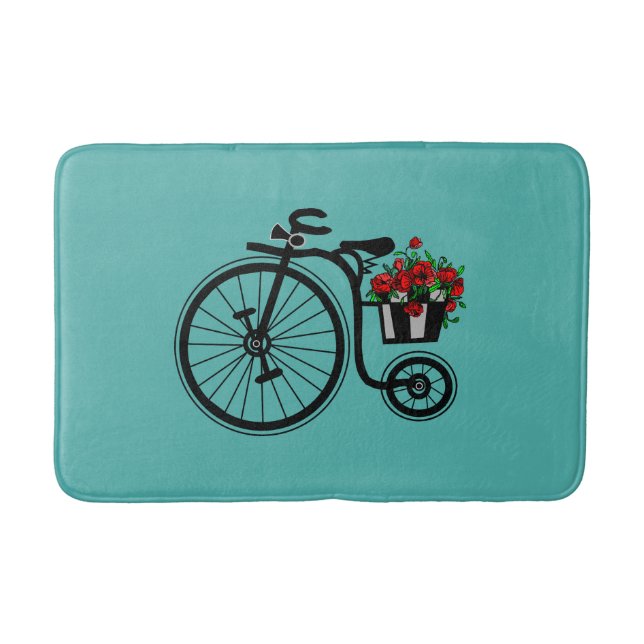 Alfombrilla De Baño Flores Mat de Baño de Bicicleta (Anverso)