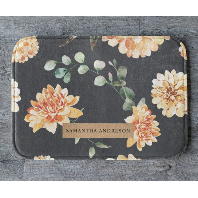 Alfombrilla De Baño Flores modernas amarillas y kraft personalizadas (Subido por el creador)