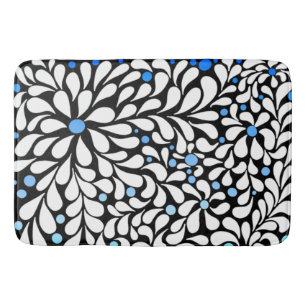 Alfombrilla De Baño Flores modernas audaces y oscuras de color azul ve