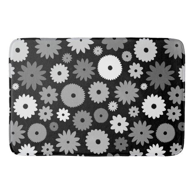 Alfombrilla De Baño Flores monocromas de gran patrón (Anverso)