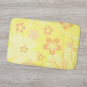 Alfombrilla De Baño Flores Naranjas Amarillas Flores Simple Verano Ret