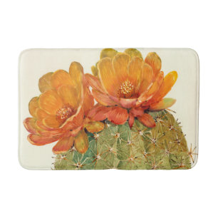 Alfombrilla De Baño Flores Naranjas Cactus
