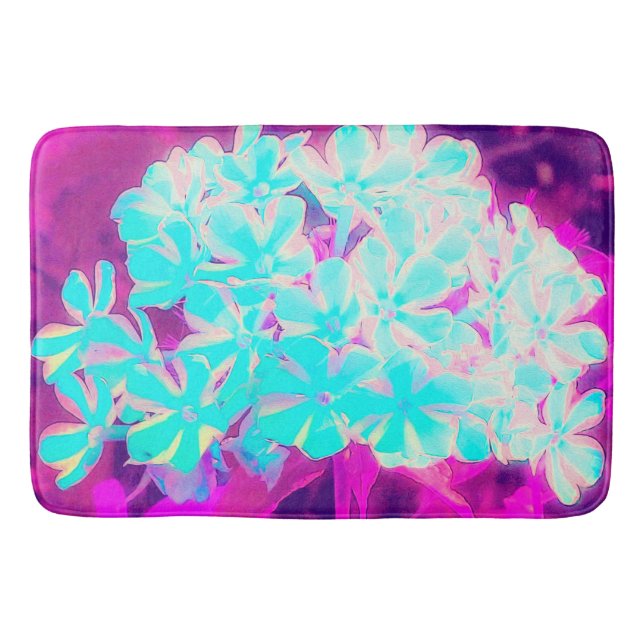 Alfombrilla De Baño Flores Phlox de hierbabuena con hierbabuena azul d (Anverso)