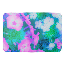 Alfombrilla De Baño Flores Phlox en los jardines rosa, verde, azul y b