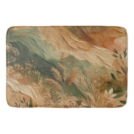 Alfombrilla De Baño Flores Prensadas de Melocotón de Terracota Bohemio