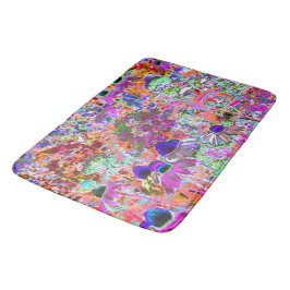 Alfombrilla De Baño Flores psicodélicas de jardín verde de cal y rosa 