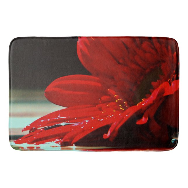 Alfombrilla De Baño Flores Red Daisy Gerbera (Anverso)