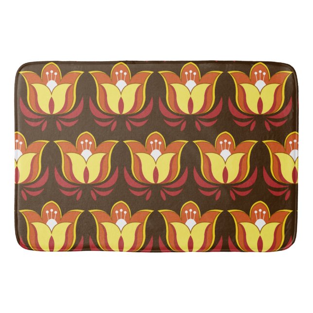 Alfombrilla De Baño Flores retras maravillosas 70s (Anverso)