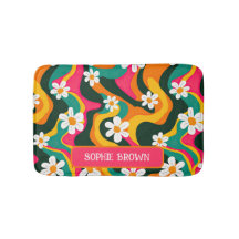 Flores retro Colorido patrón de los años 70 con no