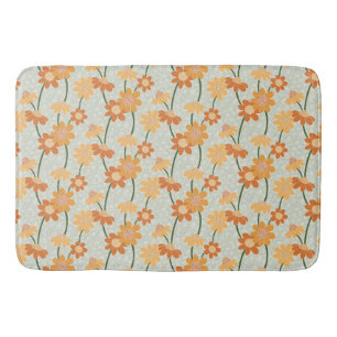 Alfombrilla De Baño Flores retro de los años 70 apagadas