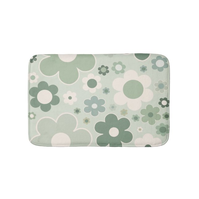 Alfombrilla De Baño Flores Retro Sage Green Abstract Floral (Anverso)
