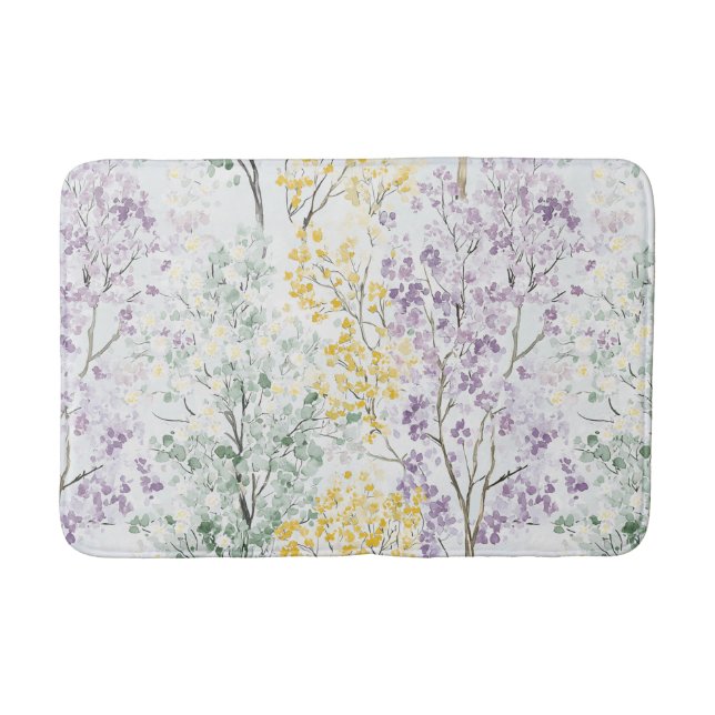 Alfombrilla De Baño Flores románticas de lavanda verde amarillo (Anverso)
