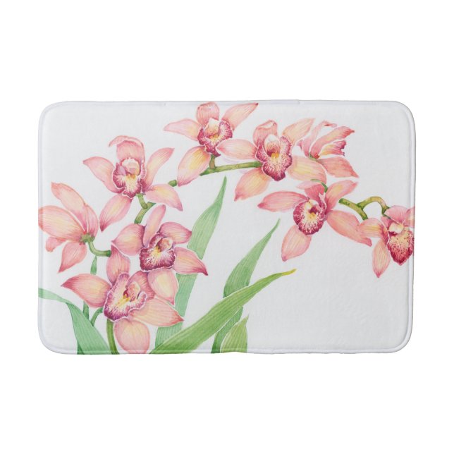Alfombrilla De Baño Flores rosa acuarelas (Anverso)