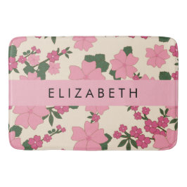 Alfombrilla De Baño Flores Rosa, Patrón De Flores, Su Nombre
