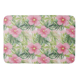 Alfombrilla De Baño Flores rosa tropical