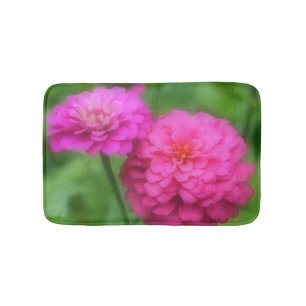 Alfombrilla De Baño Flores rosadas de zinna