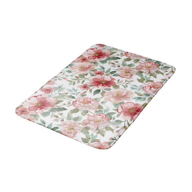 Alfombrilla De Baño Flores Rosadas Rojas  (Angular)
