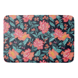 Alfombrilla De Baño Flores rosadas y corales