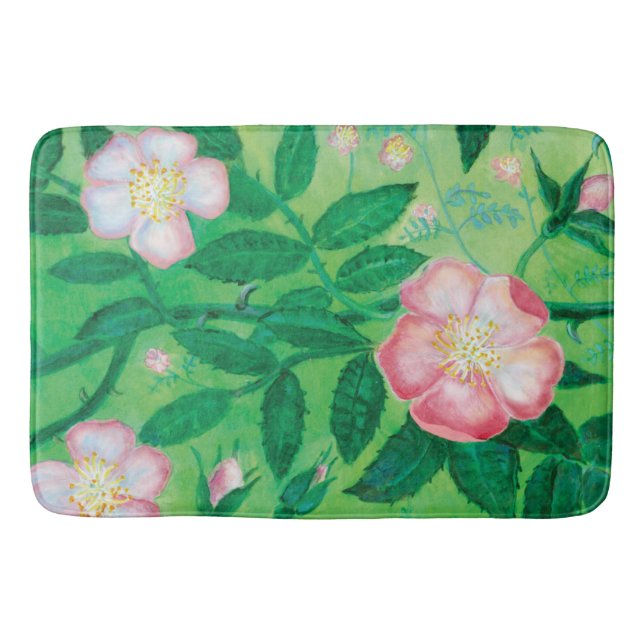 Alfombrilla De Baño Flores rosas silvestres (Anverso)