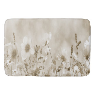 Alfombrilla De Baño Flores salvajes beiges sombreadas