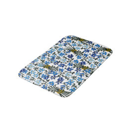 Alfombrilla De Baño Flores silvestres azules acuarela bohemio chic