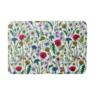 Alfombrilla De Baño Flores silvestres en blanco roto